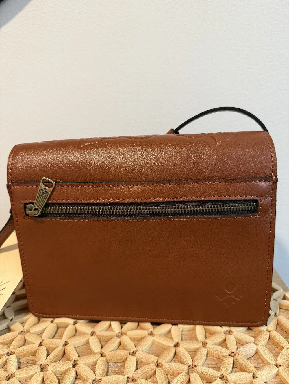Patricia Nash Tooled Floral Leather Crossbody Bag Cognac NWT Romantic Boho Chic